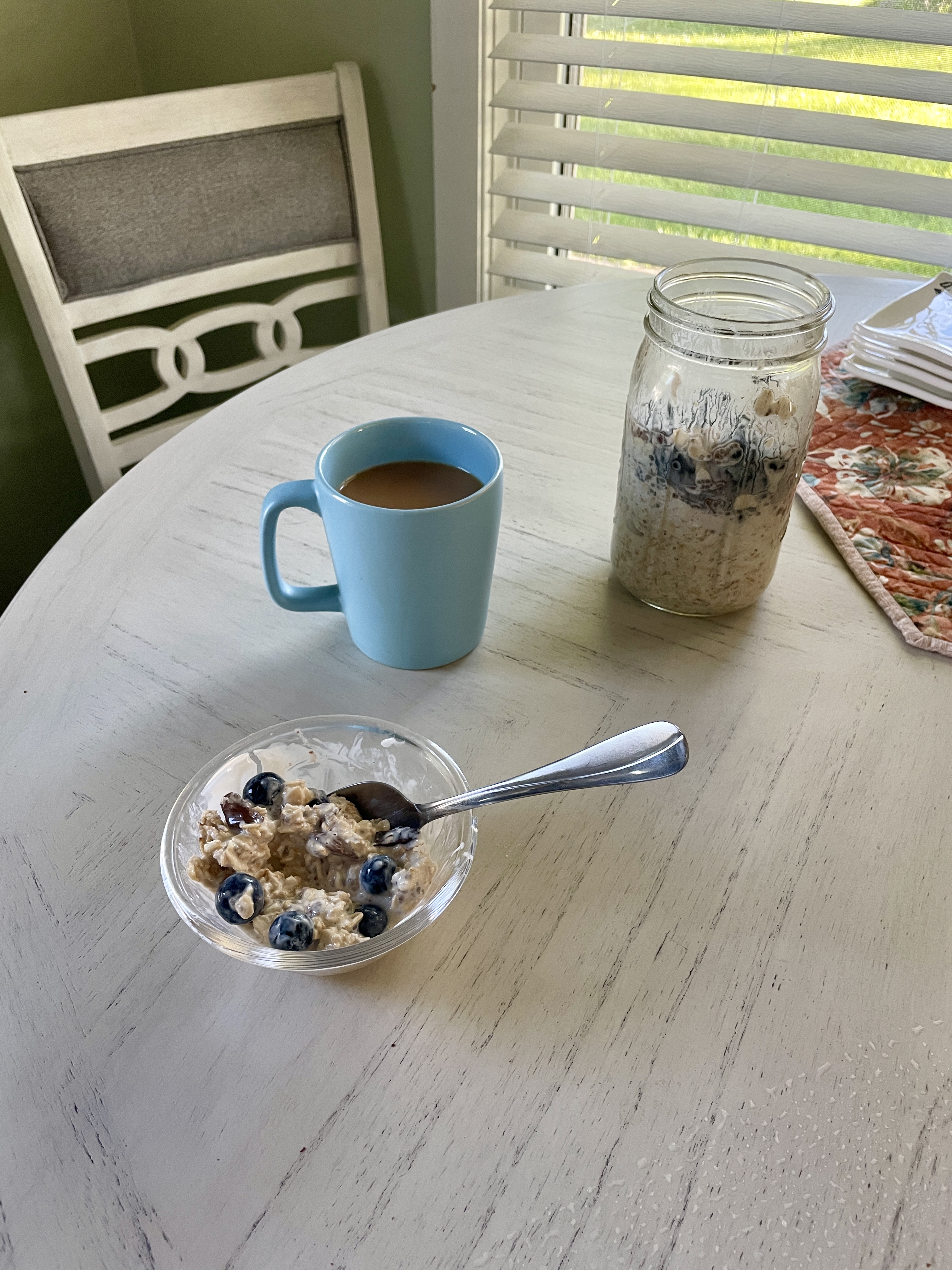 Blueberry Chocolate Chip Pancake Overnight Oats
