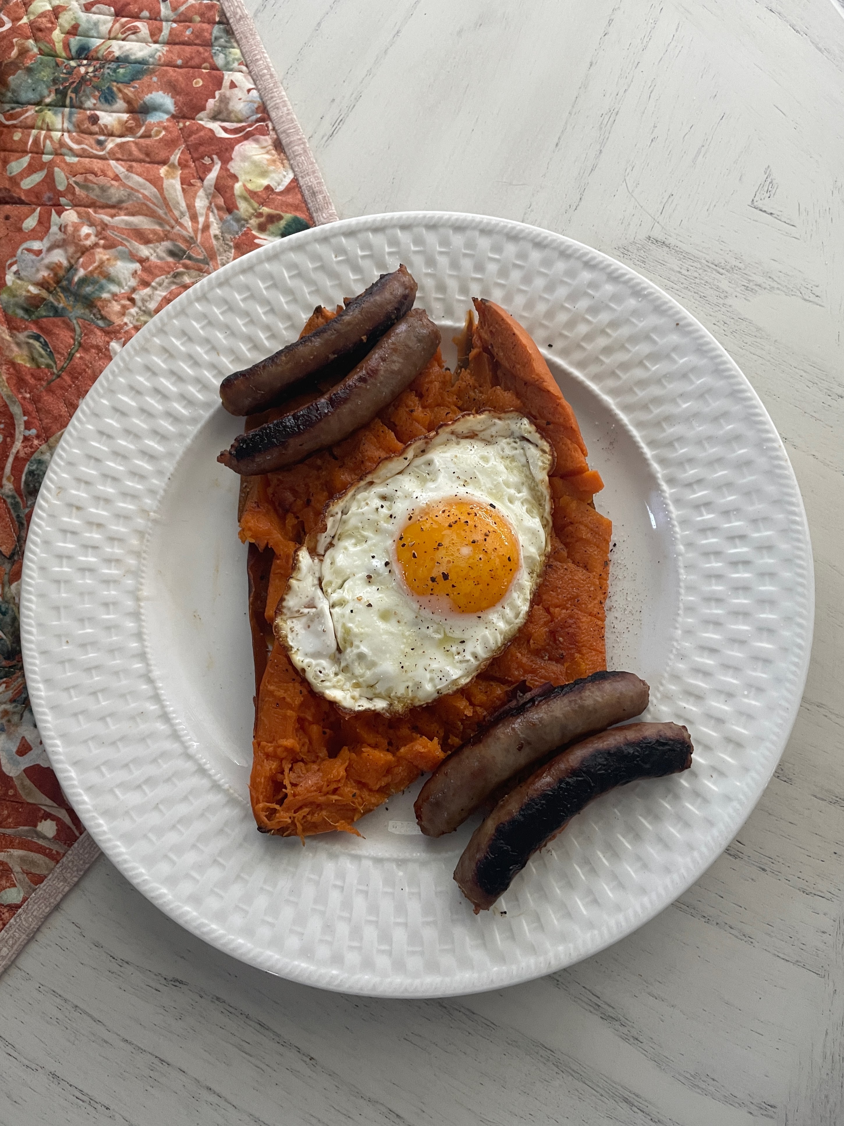 Sunny Side Up Sweet Potato with Sausage