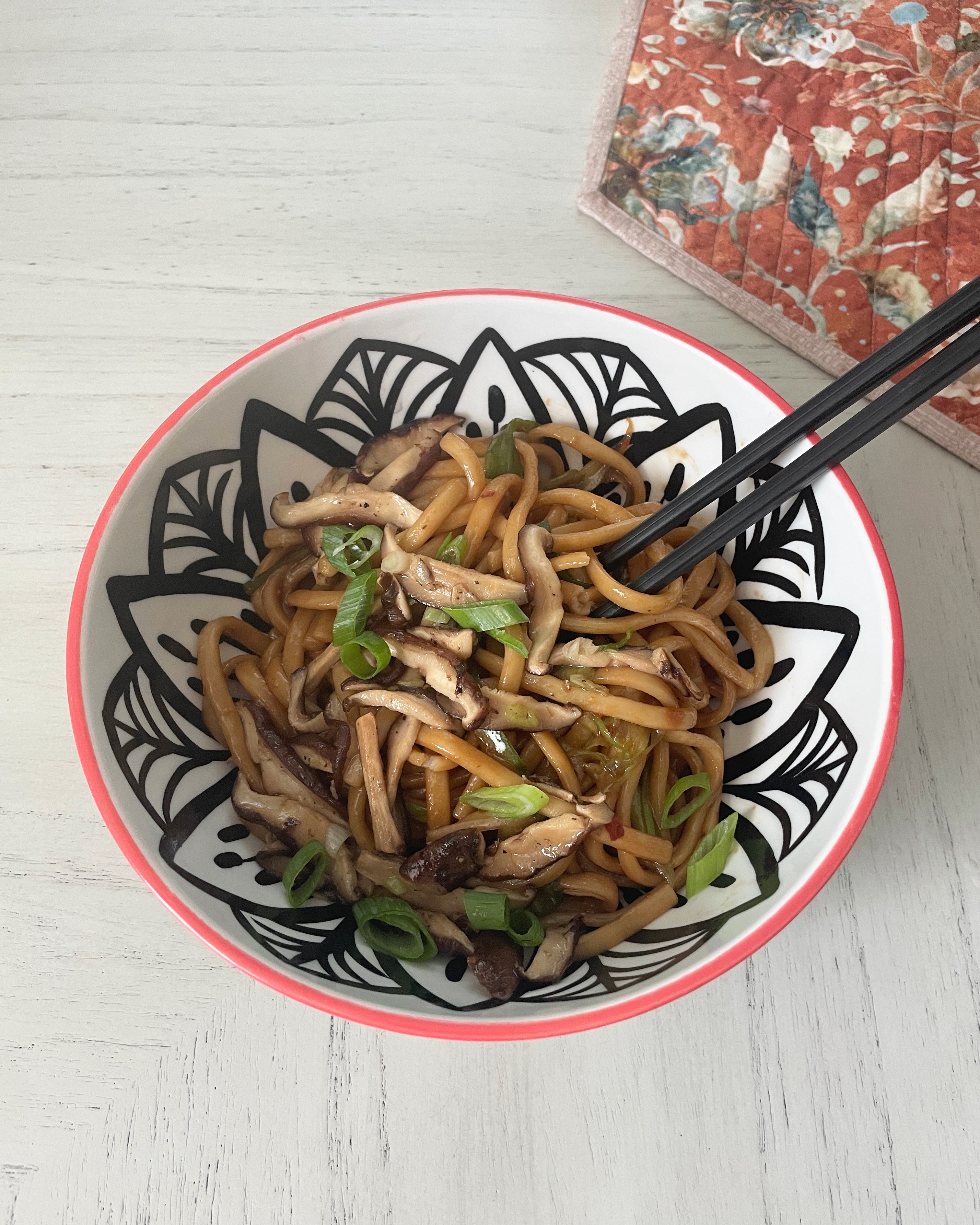 Cold Udon Noodle Salad with Shiitake Mushrooms and Sesame Dressing